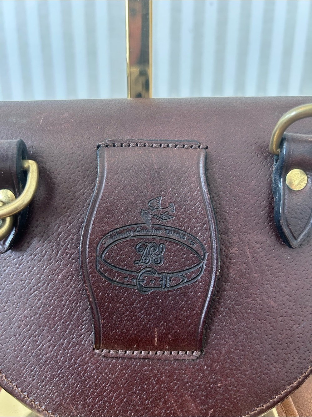 Vintage Kentucky Leather Works Saddle Bag Crossbody Leather Bag Gold Hardware - Picture 6 of 9